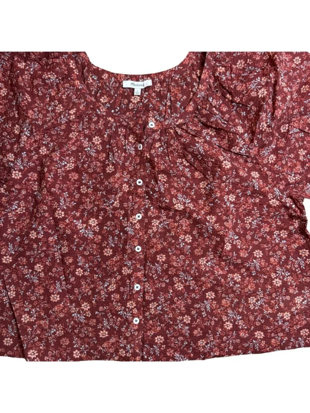 NWOT Madewell Emilina Mahogany Floral Cotton Button Blouse Size S MSRP $78